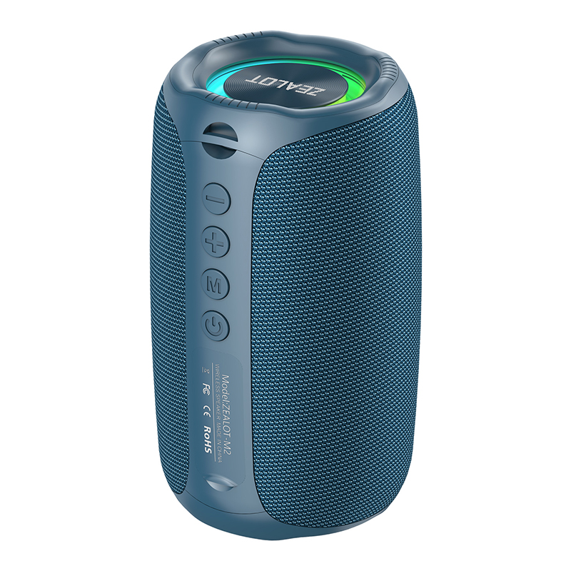 Zealot -m2 portable bluetooth speaker, ipx5 waterproof, 360 ° wireless speaker, tws stereo pairing, , 10 hours playtime for camping, hiking: Blue
