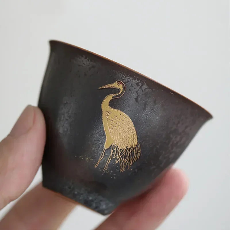 Taza de té de cerámica Vintage china, tazón de té de cerámica hecho a mano, taza de meditación Personal de viaje portátil, juego de té para el hogar, tazas maestras