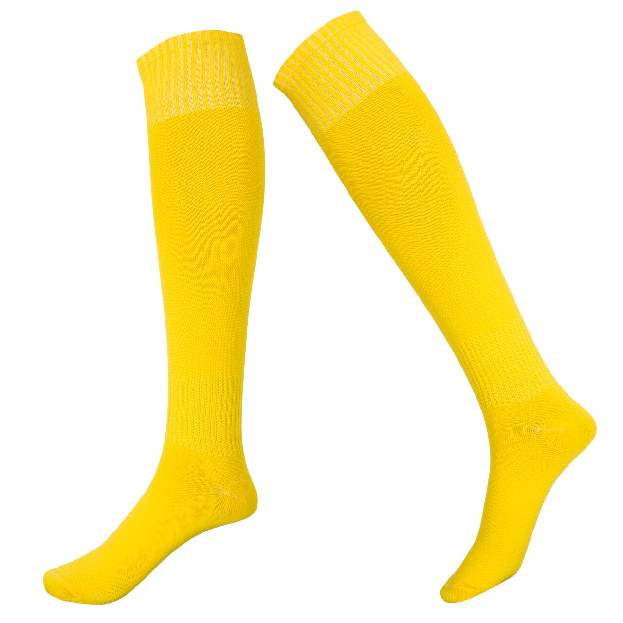 Hirigin-calcetines largos para hombre, medias altas hasta la rodilla, ideales para fútbol, béisbol, Hockey, blanco, amarillo Y azul: YELLOW