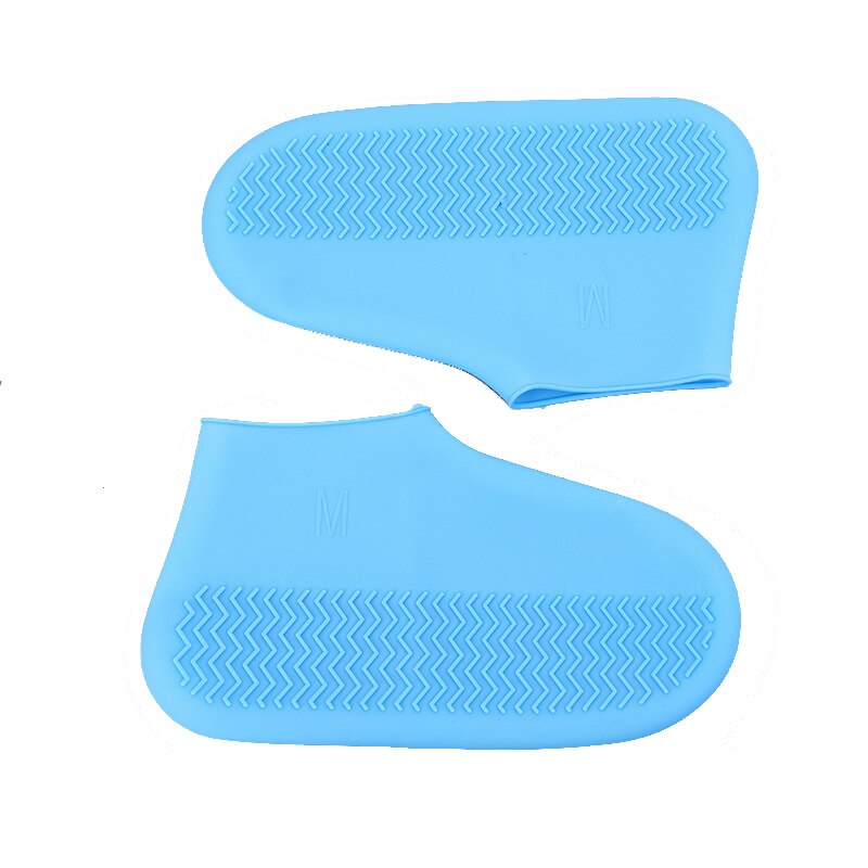 Reusable Silicone Shoe Cover Waterproof Rain Shoes Covers Outdoor Thickened Camping Slip-resistant Rubber Rain Boot: Sky Blue / M 34-38 yard
