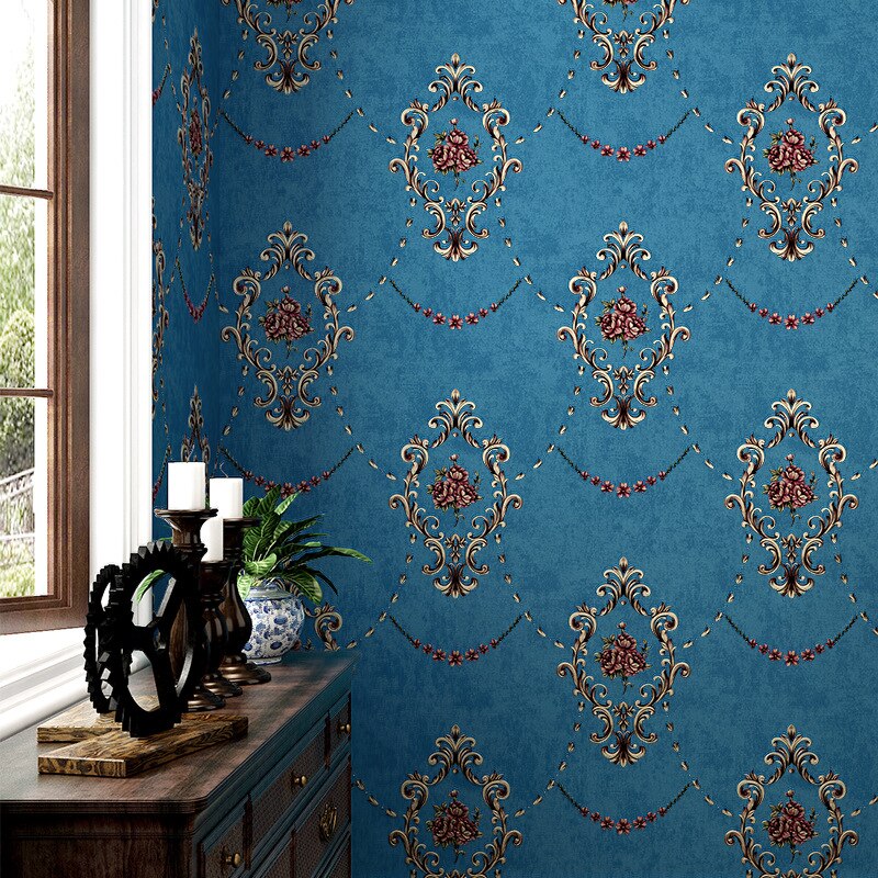 Dark Green Wallpaper American Retro 3D European Countryside Living Room Home Bedroom Background Non-Self-Adhesive Wallpaper