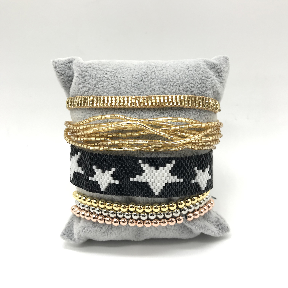 Bracciale occhio turco stella blu bracciale MIYUKI bracciale cuore stella cristallo bracciale gioielli fatti a mano nappa: Oro-colore