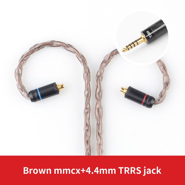 TRN 16 Core Silber Überzogene Kopfhörer Kabel 2,5mm 3,5mm 4,4mm zu 0,75 0,78 2pin mmcx Ausgewogene Hifi ersatz Kopfhörer Kabel: Brown mmcx 4.4mm