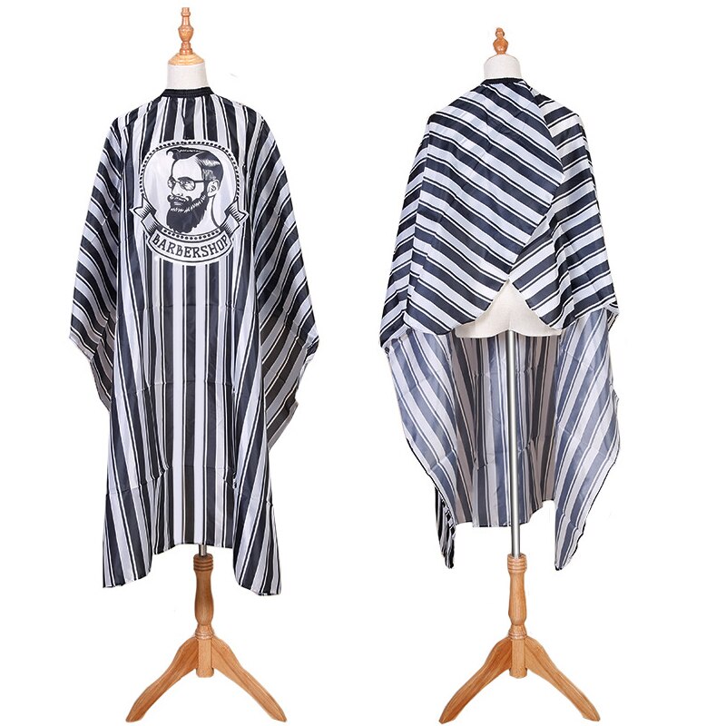 Antistatisk frisør forklæde hår klip kappe stof stribe farve print mønster non-stick hår behagelig frisør salon klipning