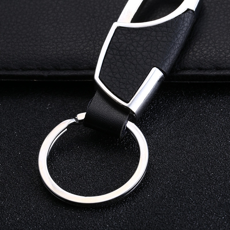 Mode-sieraden Metalen Sleutelhanger Heren Lederen Auto Eenvoudige Leer En Metalen Legering Gesp Mannen Zwarte Auto sleutelhanger