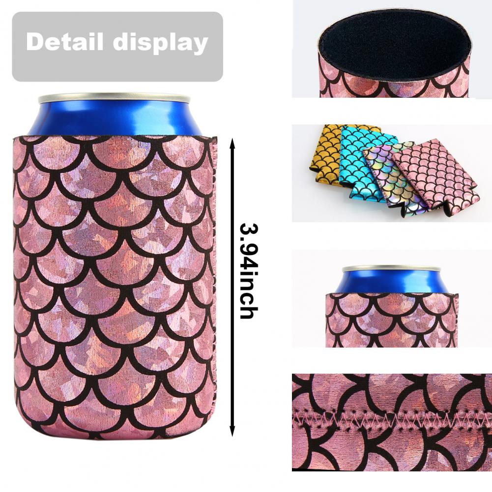 Offre Spéciale 4 pièces Réutilisable Mermaided Écaille de Poisson Motif Bière Peut Refroidisseur En Néoprène Isolé Boisson Coke Housse Pour les mariages Partie