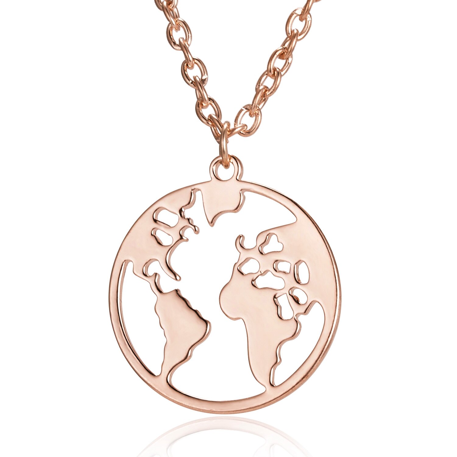 Kreative frauen Halskette Hohl Stern Planet Anhänger Halskette Kristall Zirkon Halsband Halskette Schmuck Collier Femme: Welt Karte 3