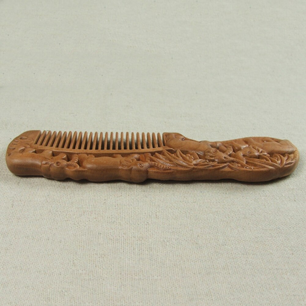 Handgemaakte Bericht Kam Natuurlijke Perzik Houten Kam Olifant Carving Anti Statische Spa Bericht Kam Hair Styling Tool