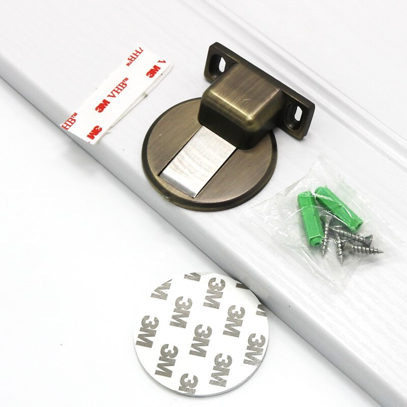 Magnetic Door Stops 304 Stainless Steel Magnet Door Stopper Holder Hidden Catch Floor Doorstop Toilet Furniture Hardware: Green bronze