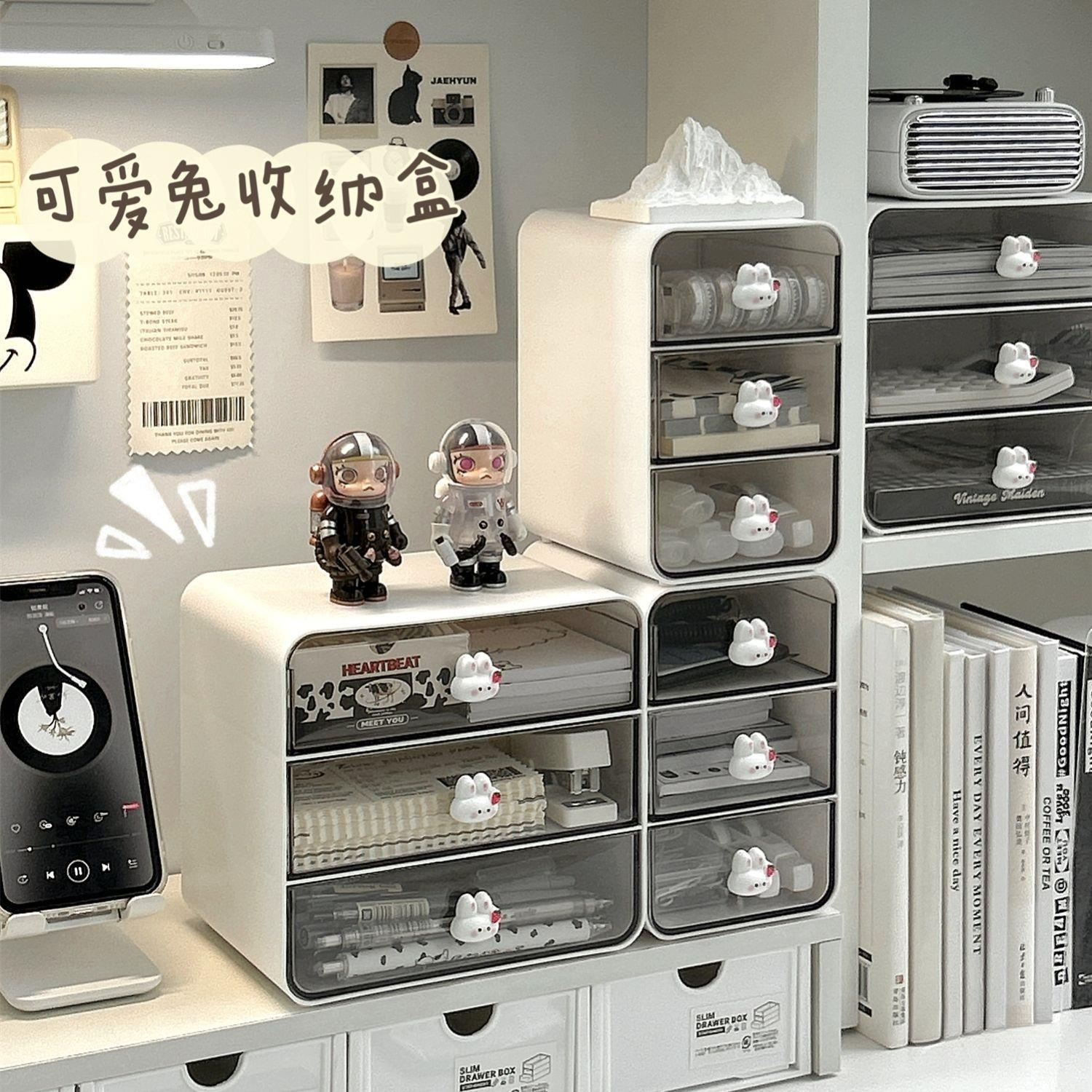 Caja con cajones de escritorio, portalápices de escritorio, accesorios para el cabello, estante de almacenamiento, caja de almacenamiento de papelería cosmética, organizador para el hogar, escuela y oficina