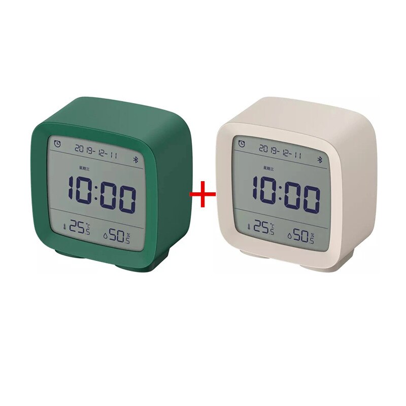 In stock Qingping Bluetooth Temperature Humidity Sensor Night Light LCD Alarm Clock Mihome App control Thermometer: 1 white and 1green