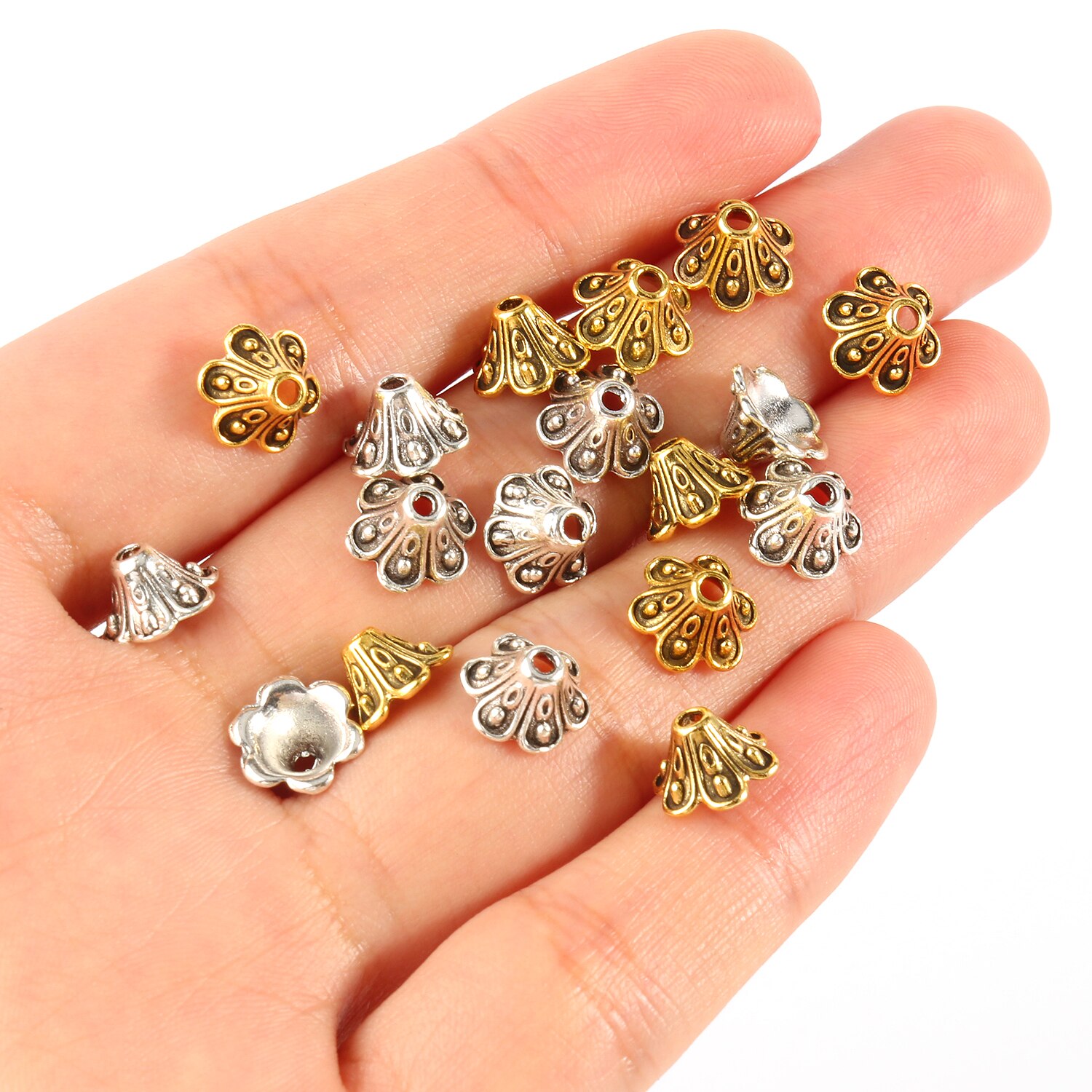Bouchons de perles de couleur argent tibétain, or Antique, embouts de fleurs, couture pour la fabrication de bijoux, accessoires de bricolage: 30mm / Rouge
