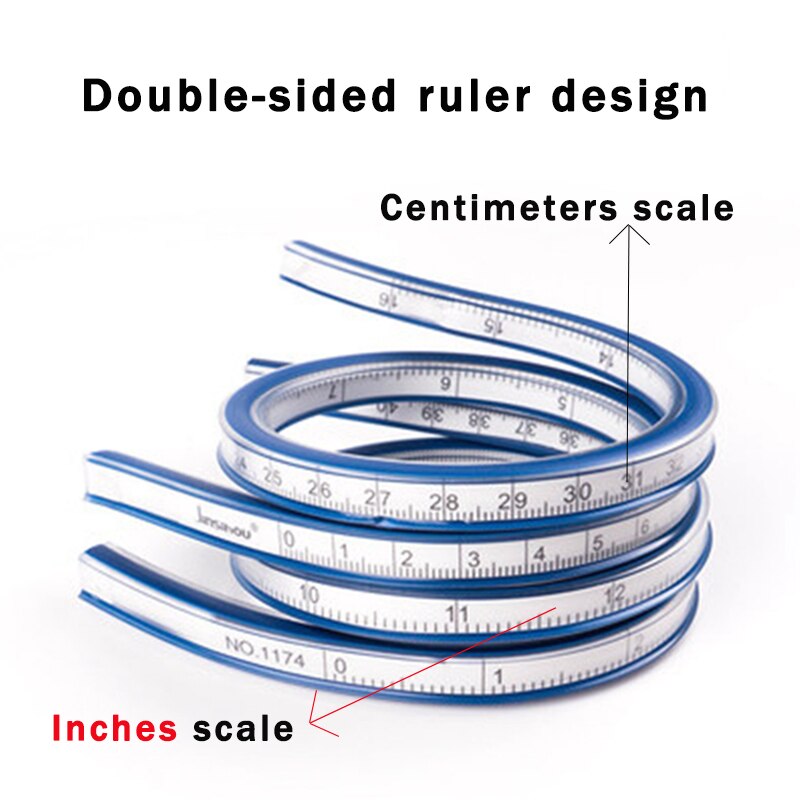Regla curva Flexible, regla curva arbitraria suave, 30/40/50/60cm, herramienta de medida de dibujo de PVC, cinta/Regla, ropa/Arquitectura