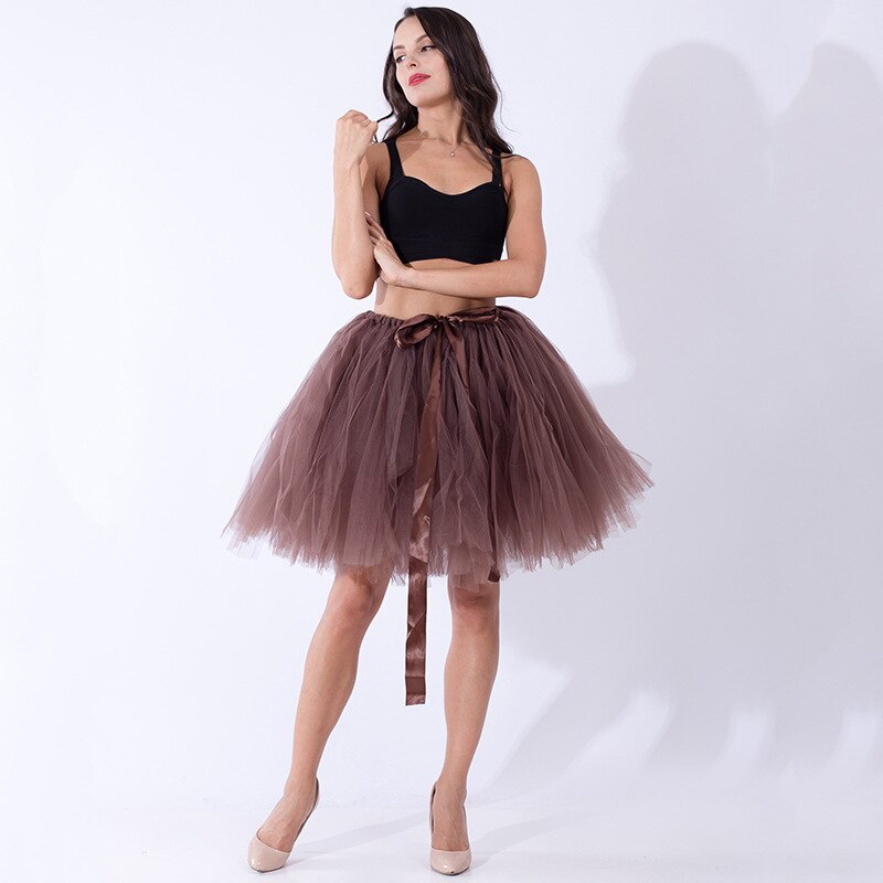 15 Kleuren Vrouw Petticoat Crinoline Bridal Onderrok Petticoat Dance Rockabilly Lolita Petticoat Bruiloft Rok: Coffee
