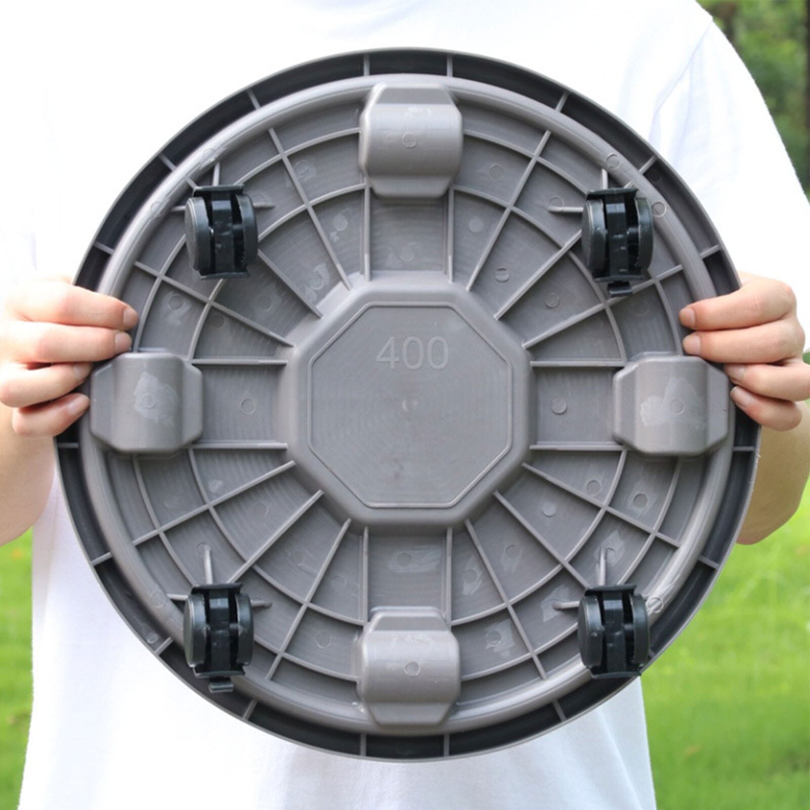 Universal Wood Mobile Flower Pot Stand Plant Rack Tray Movable Plants Stand Pallet Round Rolling Wheeled Flower Pot Tray Trolley