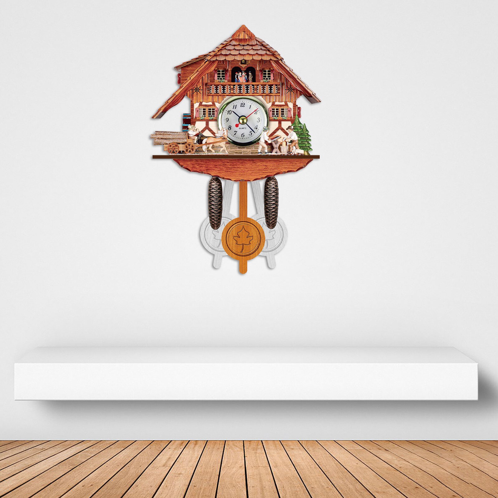 40# Antique Wooden Cuckoo Wall Clock Digital Bird Time Bell Swing Alarm Watch Wall Clock Home Art Decoration