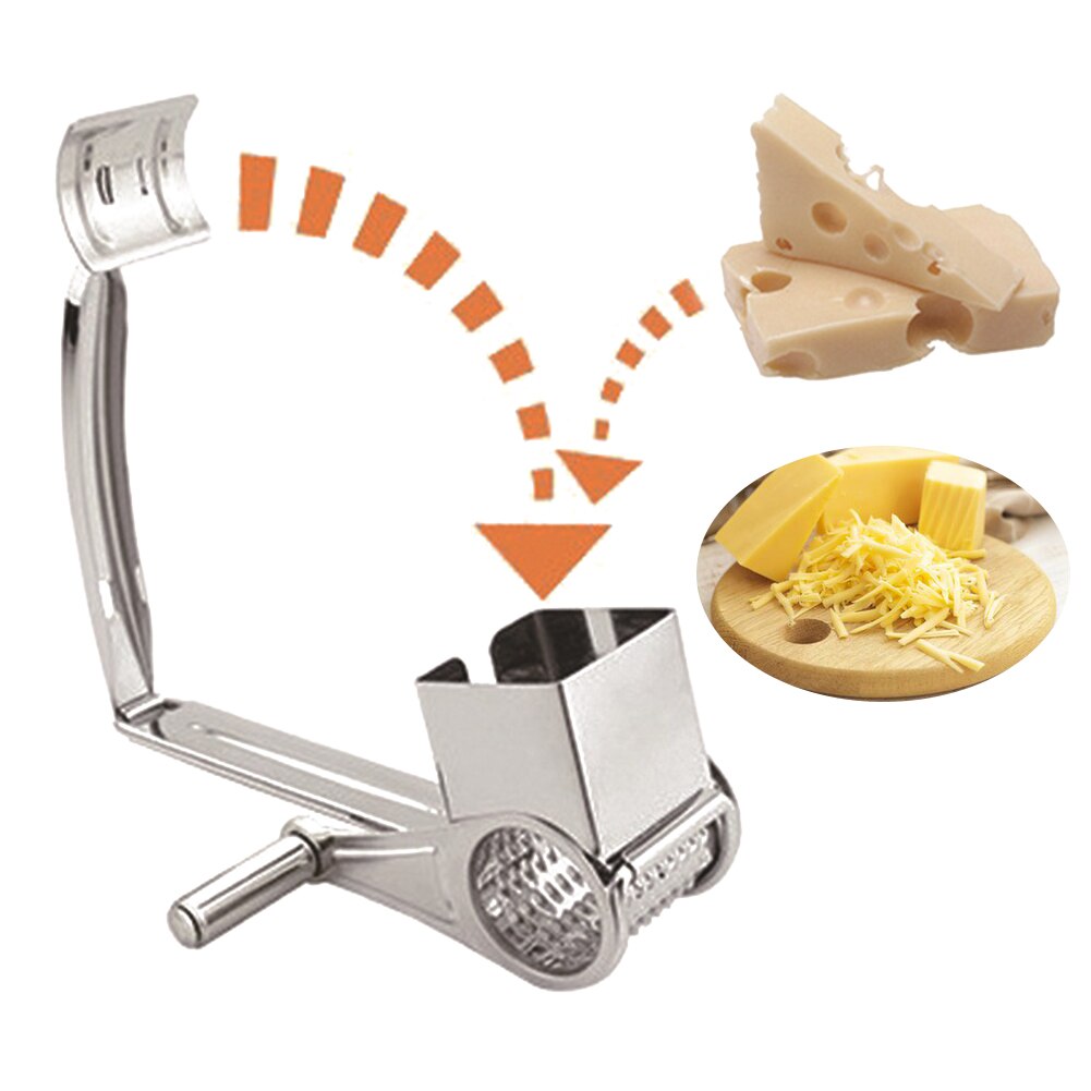 Detachable Slicer Stainless Steel Sharp Cylinder Hand Crank Labor Saving Cutter Home Kitchen Rotary Cheese Grater Easy Clean