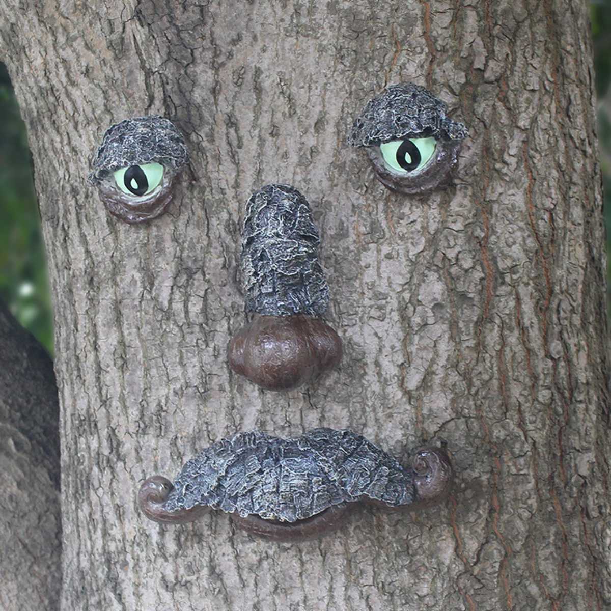 Udendørs dekoration harpiks statue træ vedhæng skulptur 5 stil til hjemmearbejde champignon mænd smilende ansigt haven dekoration: Type b