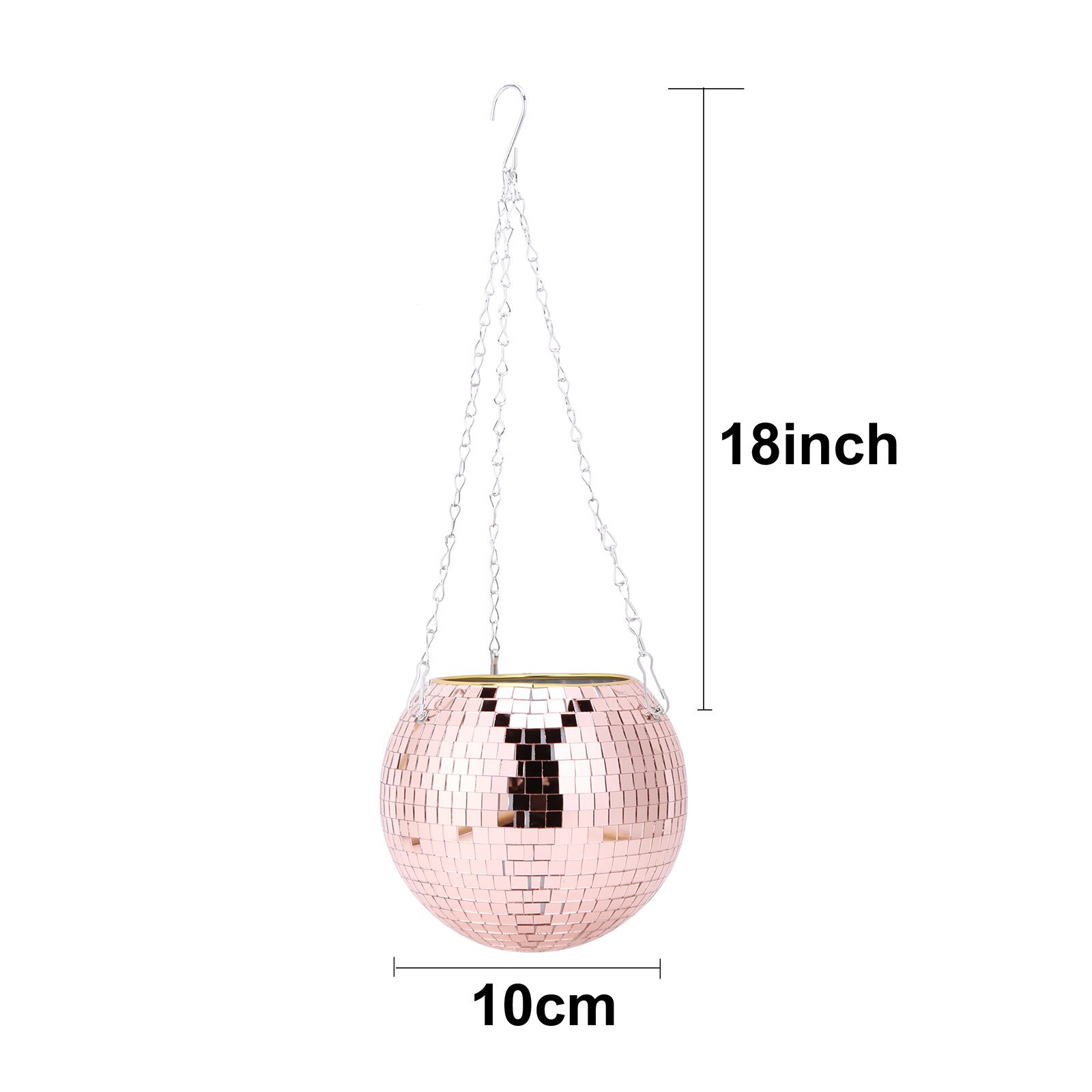 Mirror Hemisphere Flowerpot Hanging Basket Basketball-Shaped Hanging Pot Mirror Ball Flowerpot Office Garden Ornaments: black