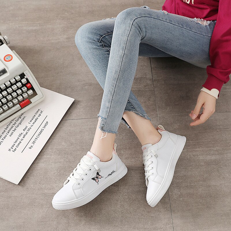 Blanc espadrilles décontractées chaussures plates femmes toile chaussures printemps automne à lacets fleur décontracté dames chaussures femme Tennis Feminino