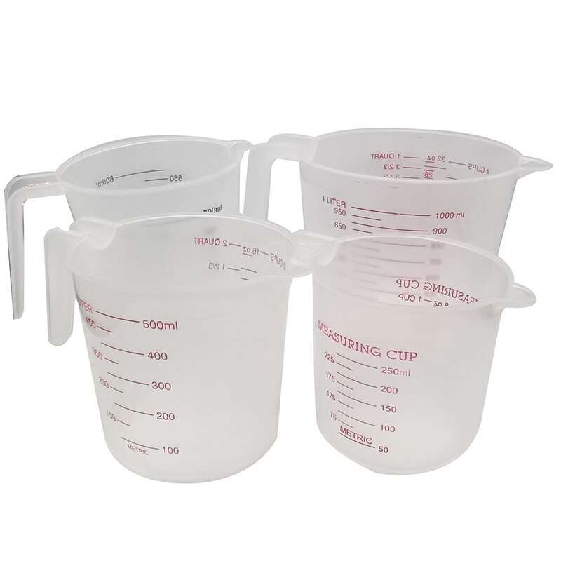 Baking Tool Metering Cup Graduated Pour Spout Plastic Visual Scale Measuring Cup 250/500/1000ML with graduated Kitchen