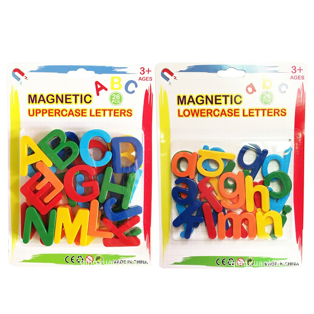 Bambini giocattoli educativi precoci adesivi magnetici maiuscole lettere minuscole giocattolo alfabeto inglese adesivi per frigorifero in plastica