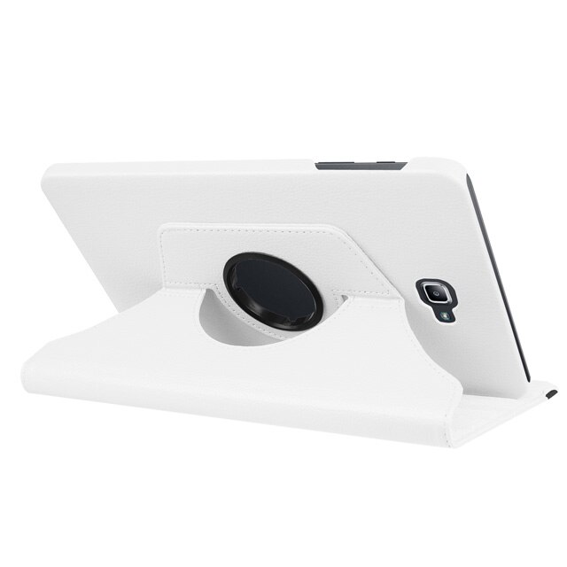 360 obrotowa obudowa dla Samsung Galaxy Tab A 10.1 2016 przypadku T580 T585 SM-T580 SM-T585 obudowa z podstawką tablet ze skóry pu Funda Coque: White