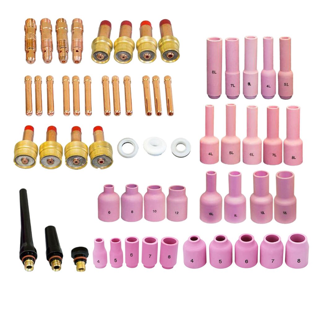 58pcs Full Set TIG Welding Torch 17/18/26 All-in-One Kit 040-1/16-3/32-1/8" T28B
