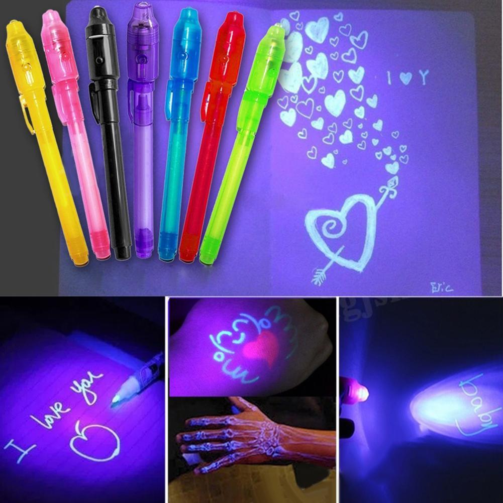 Stylo à encre Invisible avec lumière violette, gadget espion ninja pour écrire des messages secrets pour noël, Thanksgiving, d&#39;halloween