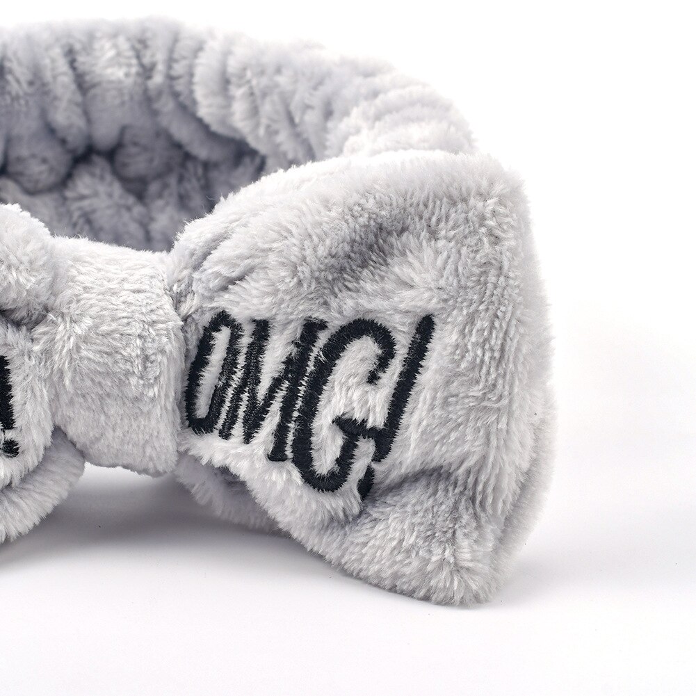 Voor Vrouwen Meisjes Hoofdbanden Omg Brief Coral Fleece Wassen Gezicht Boog Haarbanden Hoofddeksels Haarbanden Tulband Haar Accessoires