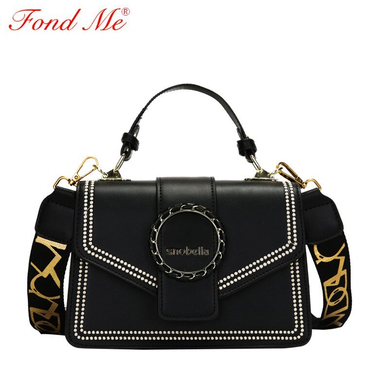 De bijpassende brede schouderband messenger bag: Zwart