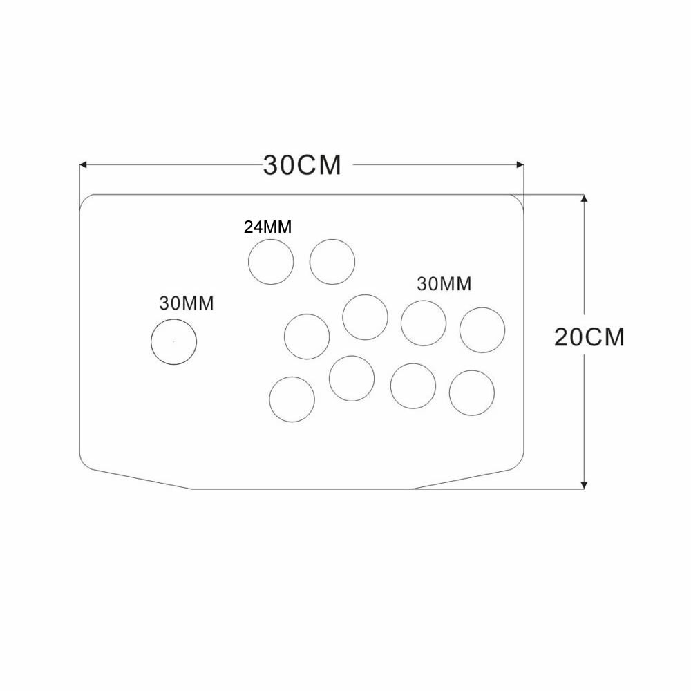 RAC-K500C 10 botones agujero arte de acrílico Panel de 16mm/20mm/25mm/30mm/40mm Arcade Joystick Kits