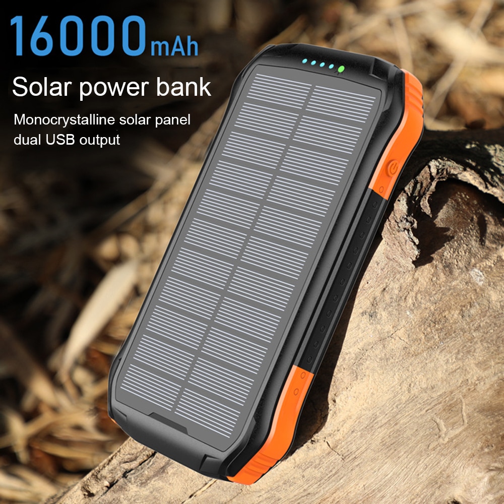 Pinzheng-carregador portátil power bank pd 16000, banco de energia solar, 18w, bateria externa portátil, carregador de telefone com duas entradas usb