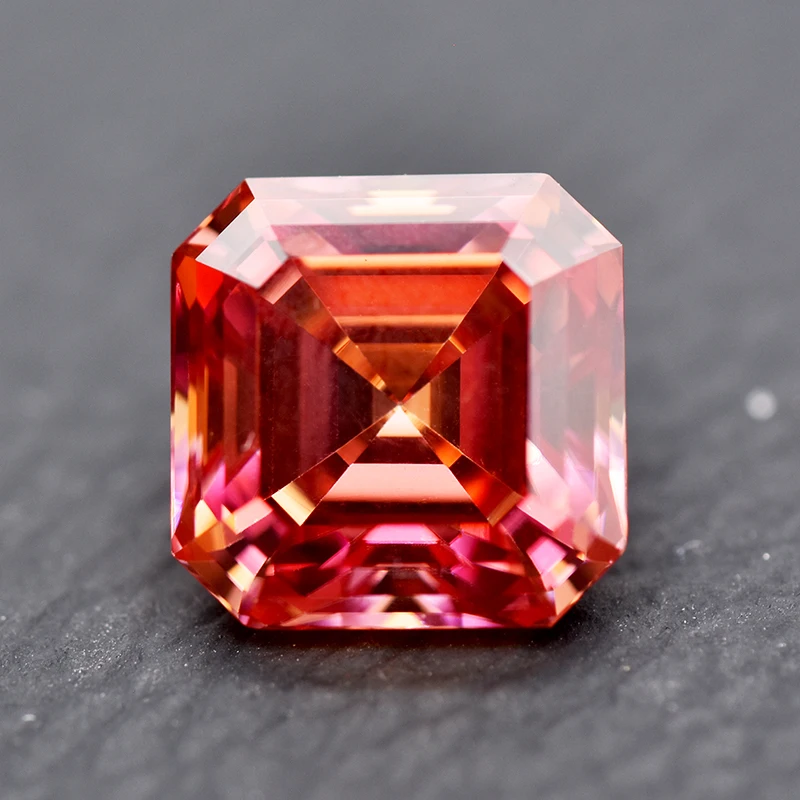 Moissanite steen watermeloen rode Asscher geslepen edelsteen Lab Grown Diamond DIY sieraden ringen oorbellen maken met GRA-certificaat: 6mm