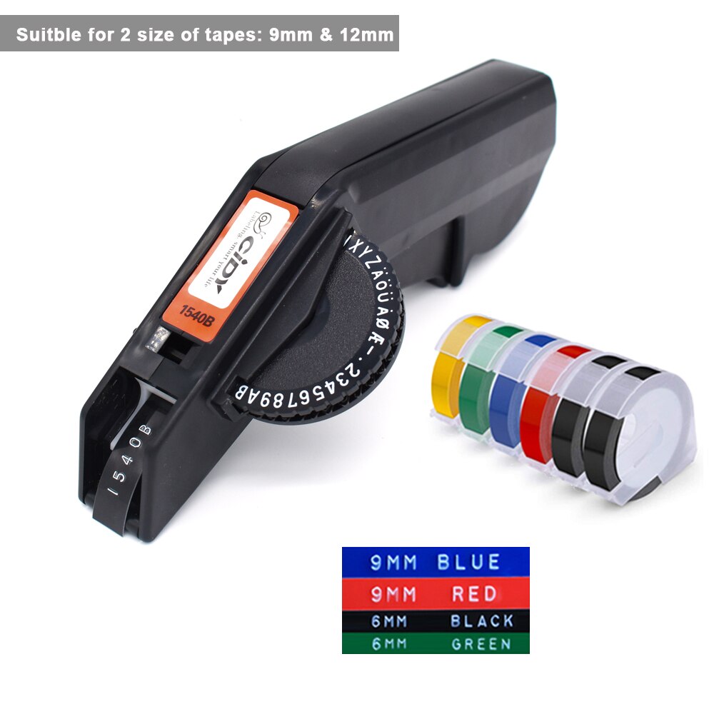 Dymo Label Maker Machine Replace MOTEX 3D Manual Typeweiter 1540B Embossing Label Printers for Embossing Tape Manual Labeller
