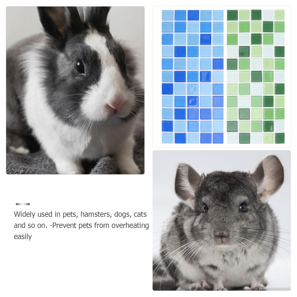 2pcs Summer Sleeping Mat Hamster Cooling Pad Cooling Cushion (Blue, Green)