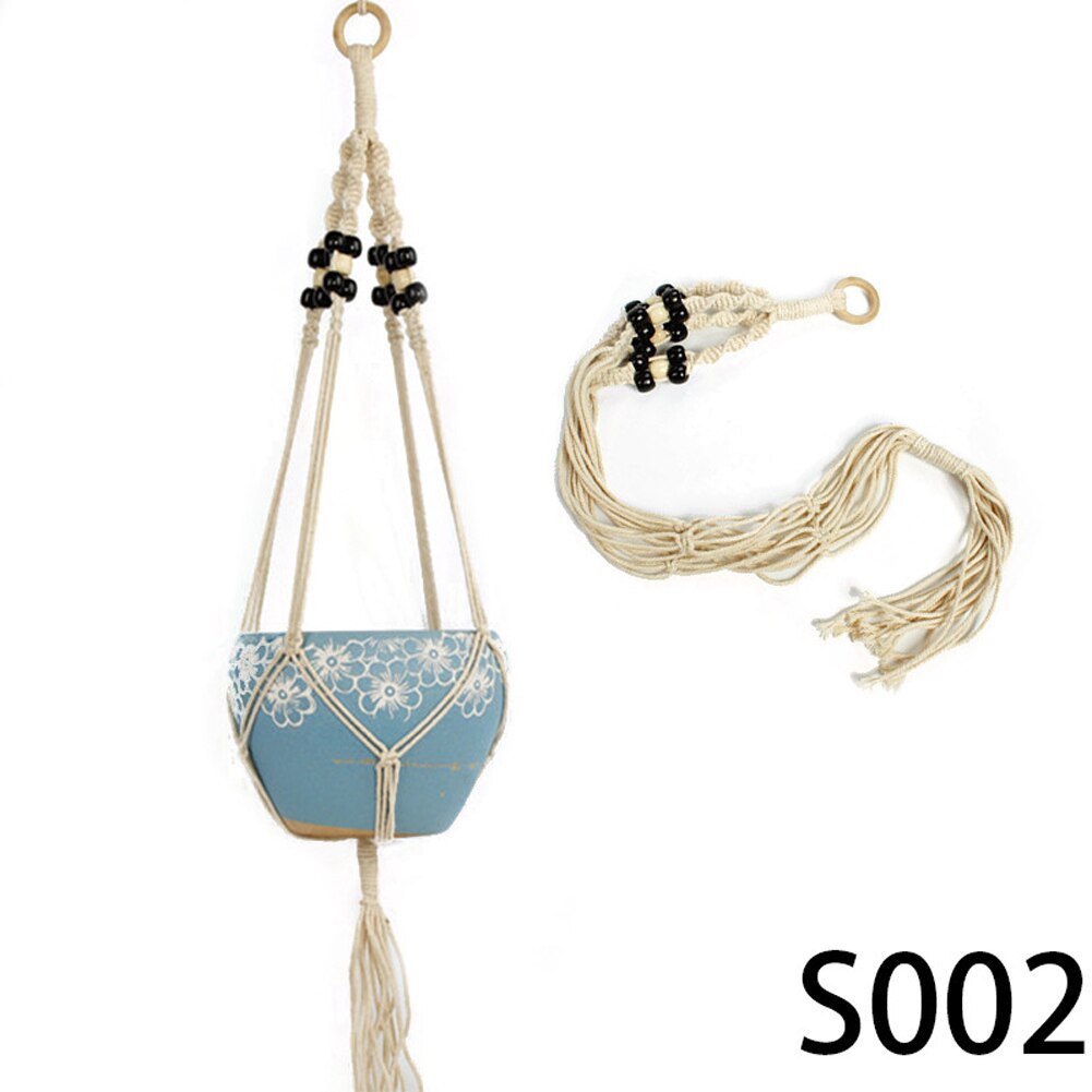 Decoratieve plantenhanger macramé plantenhanger voor buiten, hangende plantenmand van katoentouw met 4 poten: En