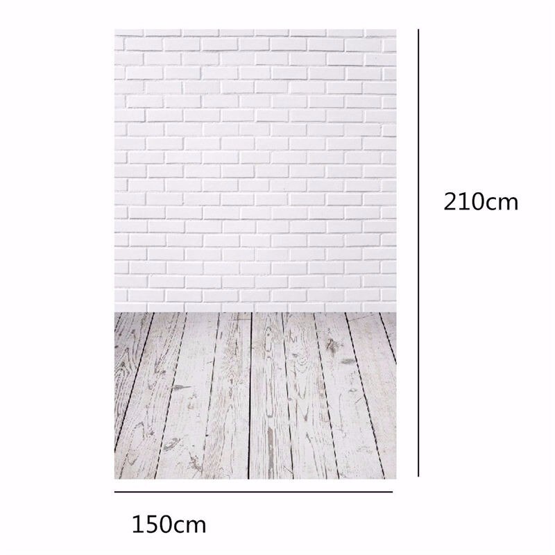 Freya 2.1x1.5 m Vinyl Fotografie Achtergrond Witte Bakstenen Muur Oud Hout Textuur Fotografische Achtergronden 5x7ft Voor Studio Foto prop