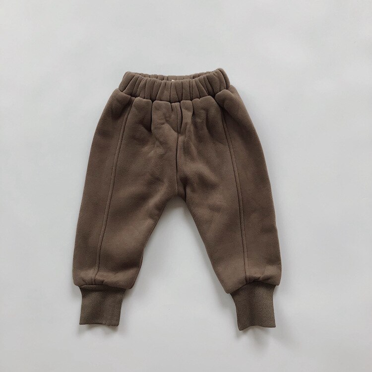 Ins kinderen warme broeken herfst winter jongens kinderbroeken dikke broeken kinderkleding: Bruin / 4t
