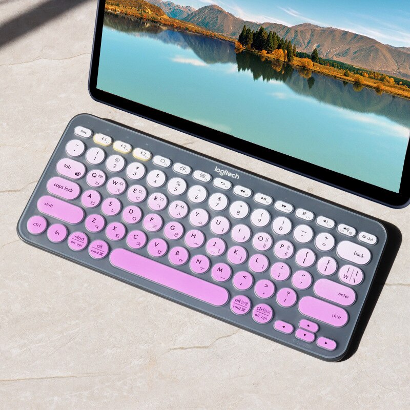 Housse de clavier sans fil pour Logitech K380, étui en Film Silicone souple et fin, coloré US, en coréen et en anglais: E-in Korean