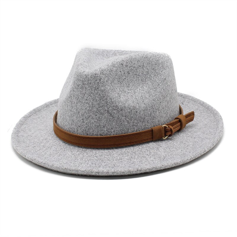 lidafish Wool Felt Fedoras Hats For Men Autumn Winter Trilby Cap Curved Brim Formal Jazz Dress Hat: gray