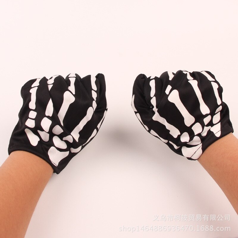 Halloween horror toys luminous skeleton ghost gloves cloth gloves