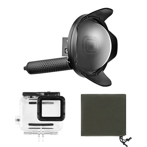 Dôme sous-marin pour GoPro Hero 7 6 5, noir avec poignée flottante, étui étanche, lentille de pare-soleil, accessoire: with lens hood