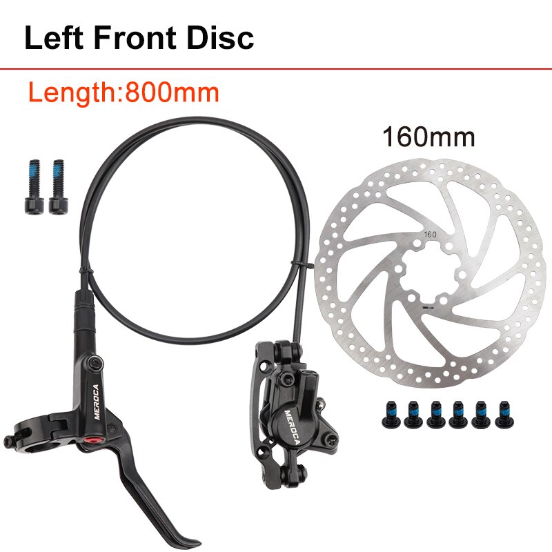 Meroca HD-M800 Aluminium Mtb Hydraulische Rem 160Mm Rotor 6-Pin Disc 800/1400Mm Mountain Fiets olie Rem Fiets Accessoires: Front Left Disc