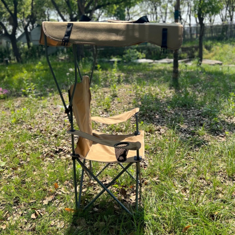 Klappbarer outdoor-campingstuhl mit sonnenschutzdach, ultraleichter strandstuhl, tragbarer angelstuhl, picknick- und freizeitstuhl