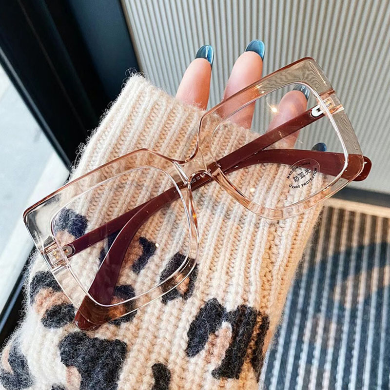 Klare firkantede briller kvinner overdimensjonerte gjennomsiktige optiske briller innfatning kvinnelig vintage anti blått lys brille
