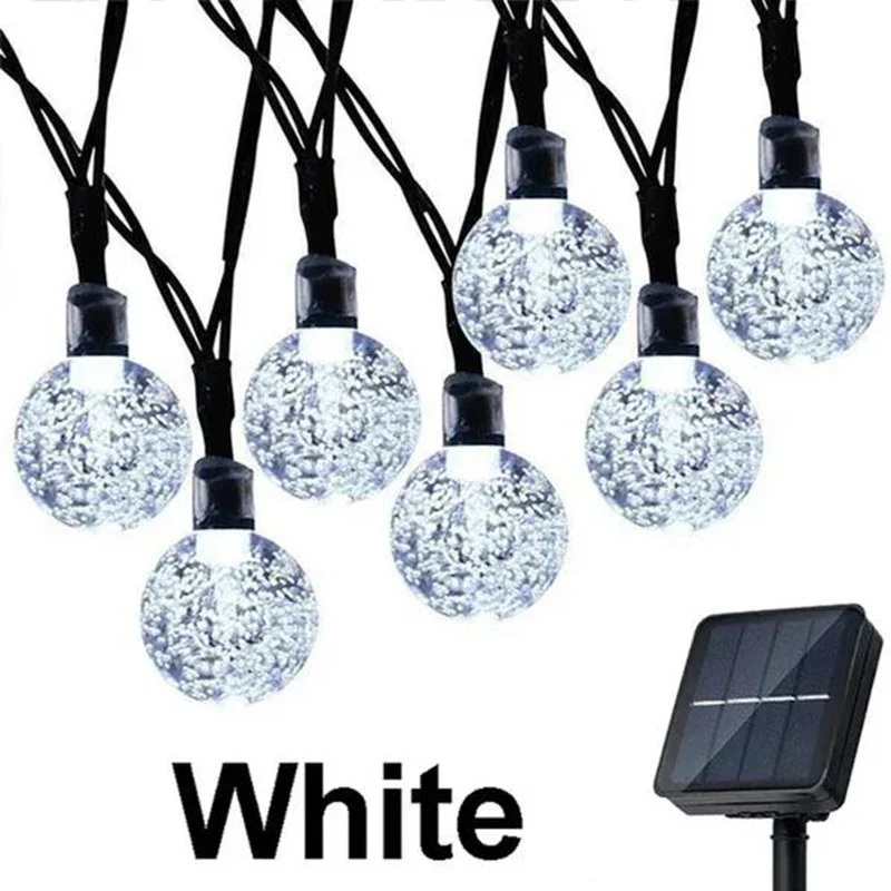 Guirnalda de luces solares para exteriores, luz de hadas de cristal, 8 modos, luz de Patio impermeable para decoración de de jardín: orange / 0-5 W