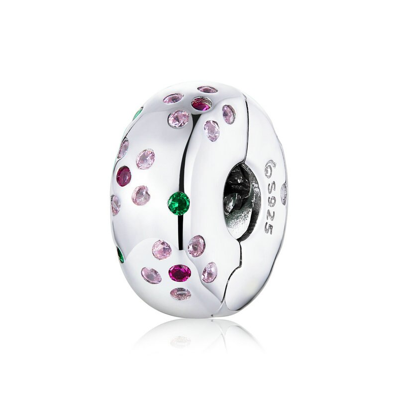 uroki korek WOSTU Nowy przyjazd 925 srebro proste kwitnący kwiat wisiorki koraliki różowy kolor dla bransoletka biżuteria FNC245: FNC245