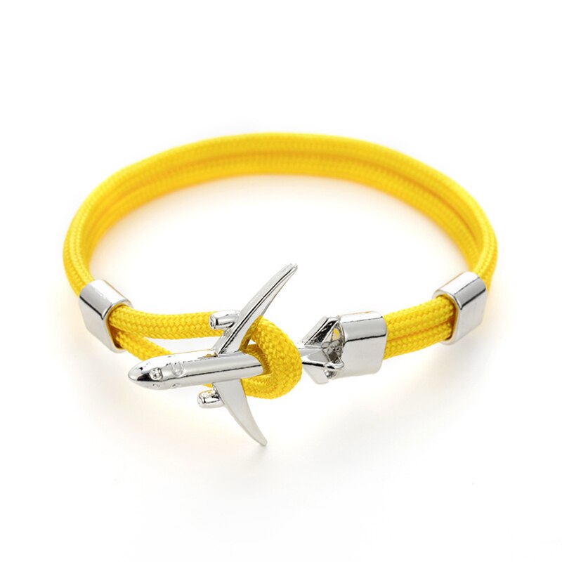20 farben Silber Anker Armbänder Männer Frauen Charme Seil Kette Paar Armband Metall Flugzeug Leder Haken Homme Schmuck: FS-19