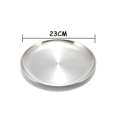 1pcs matte 304 metal stainless steel disc dessert tray tray multi-purpose plate: Size 23cm